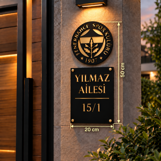 Kişiye Özel Fenerbahçe Logolu Kapı Numarası ve Aile İsimliği