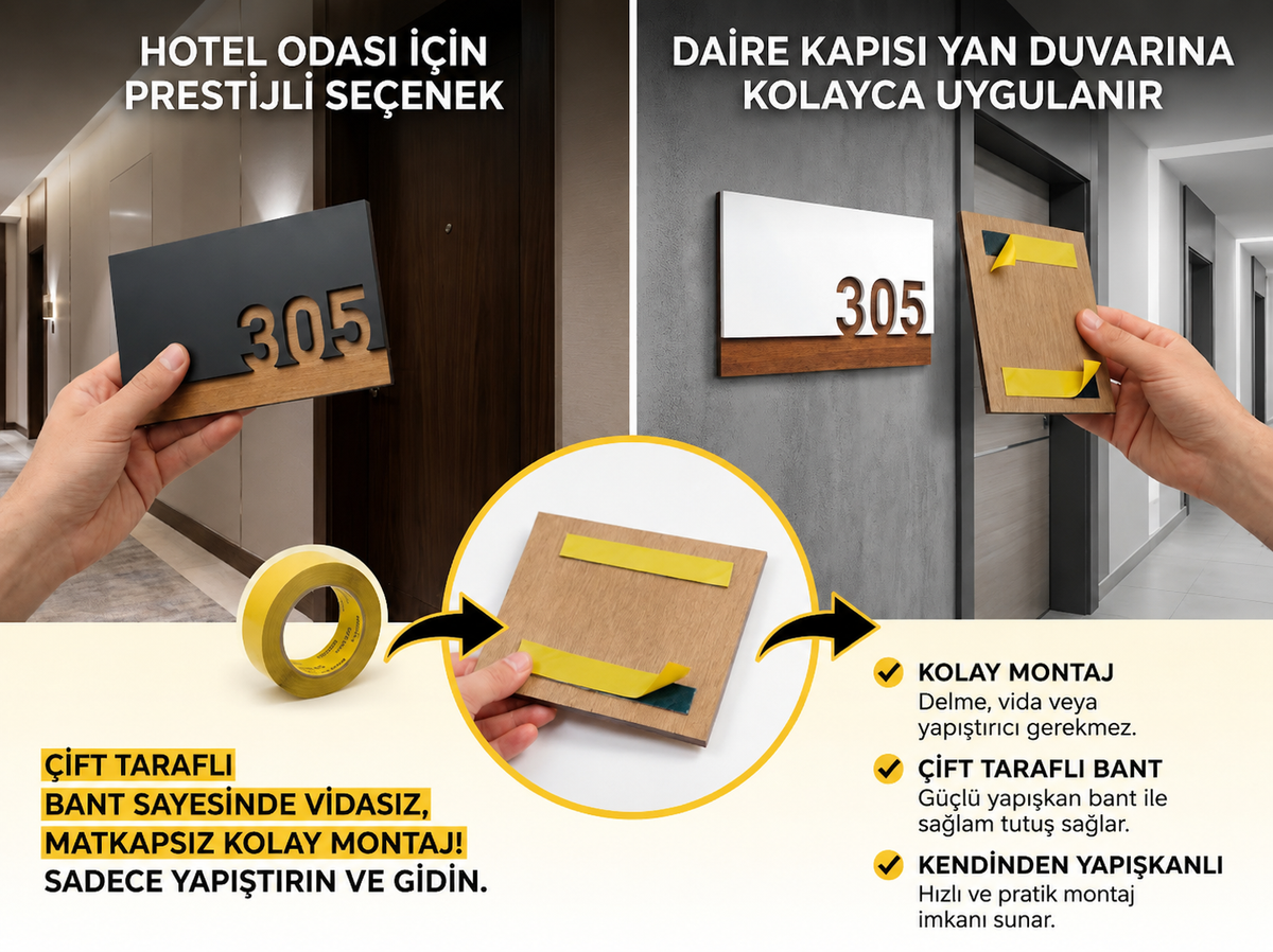 Hotel Numaraları Ev Daire Villa Kapı Numarası Ahşap