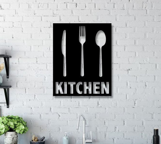 Kitchen Çatal Bıçak Kaşık mutfak Duvar Süsü Yazısı pano 3mm