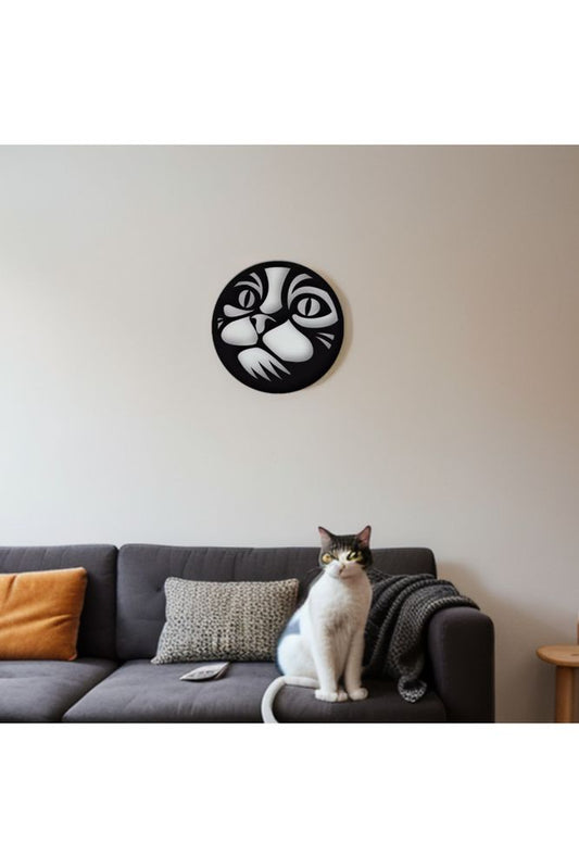 Kedi Temalı Duvar Süsü Panosu Mdf 33cm