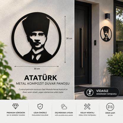 Atatürk Silüeti Metal Duvar Panosu