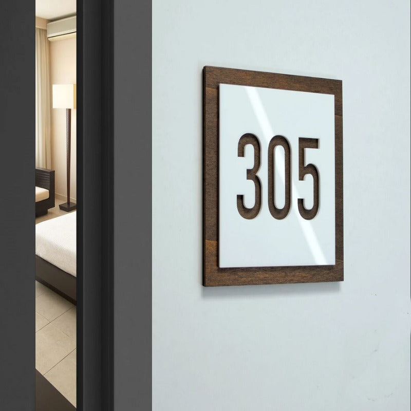 Hotel Oda Daire Apartman Kapı Numarası Kare  Tabelası