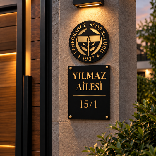Kişiye Özel Fenerbahçe Logolu Kapı Numarası ve Aile İsimliği