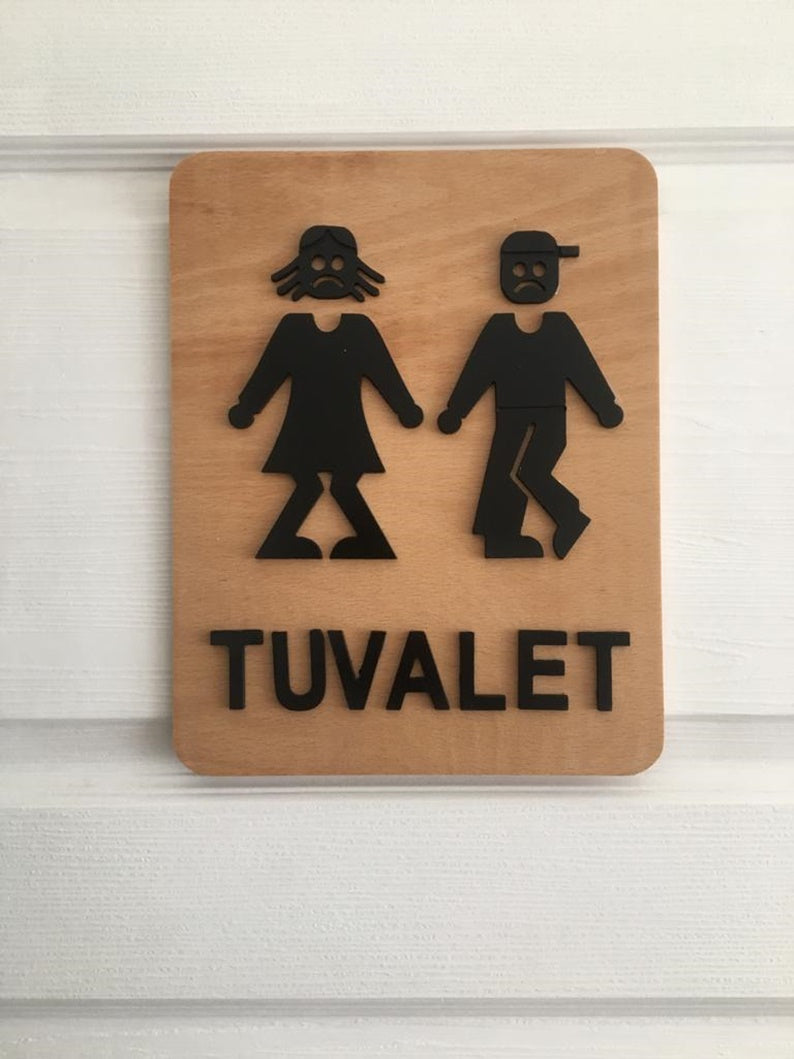Wc Tuvalet Banyo Kapı Süsü Kadın Erkek Kapı İşareti