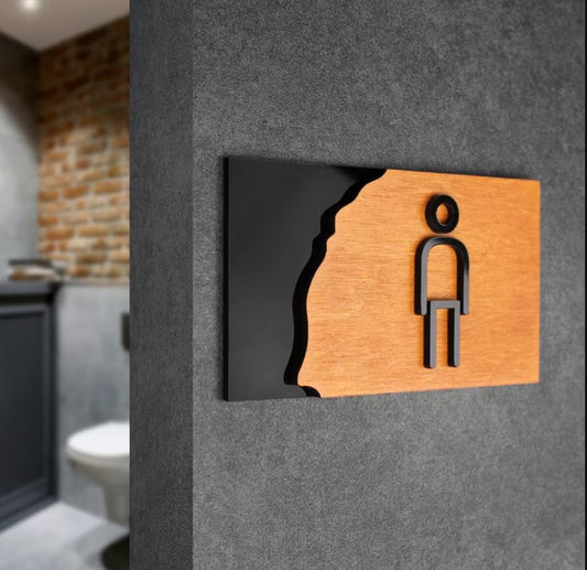 Wc Bay Bayan Tuvalet Kapı Duvar Tabelası Ahşap Uyarı İşareti